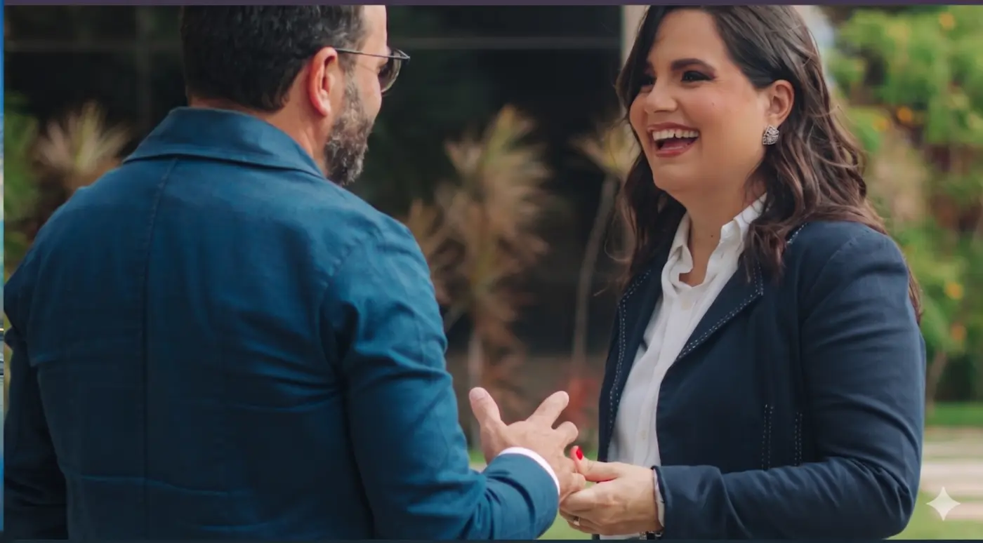 Débora Liane durante conversa sobre terapia de casal